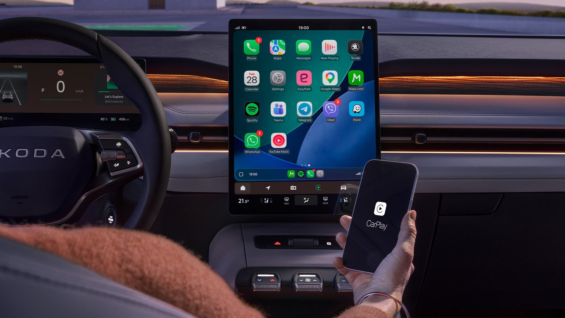 Infotainment och Apple CarPlay i Skoda Peaq